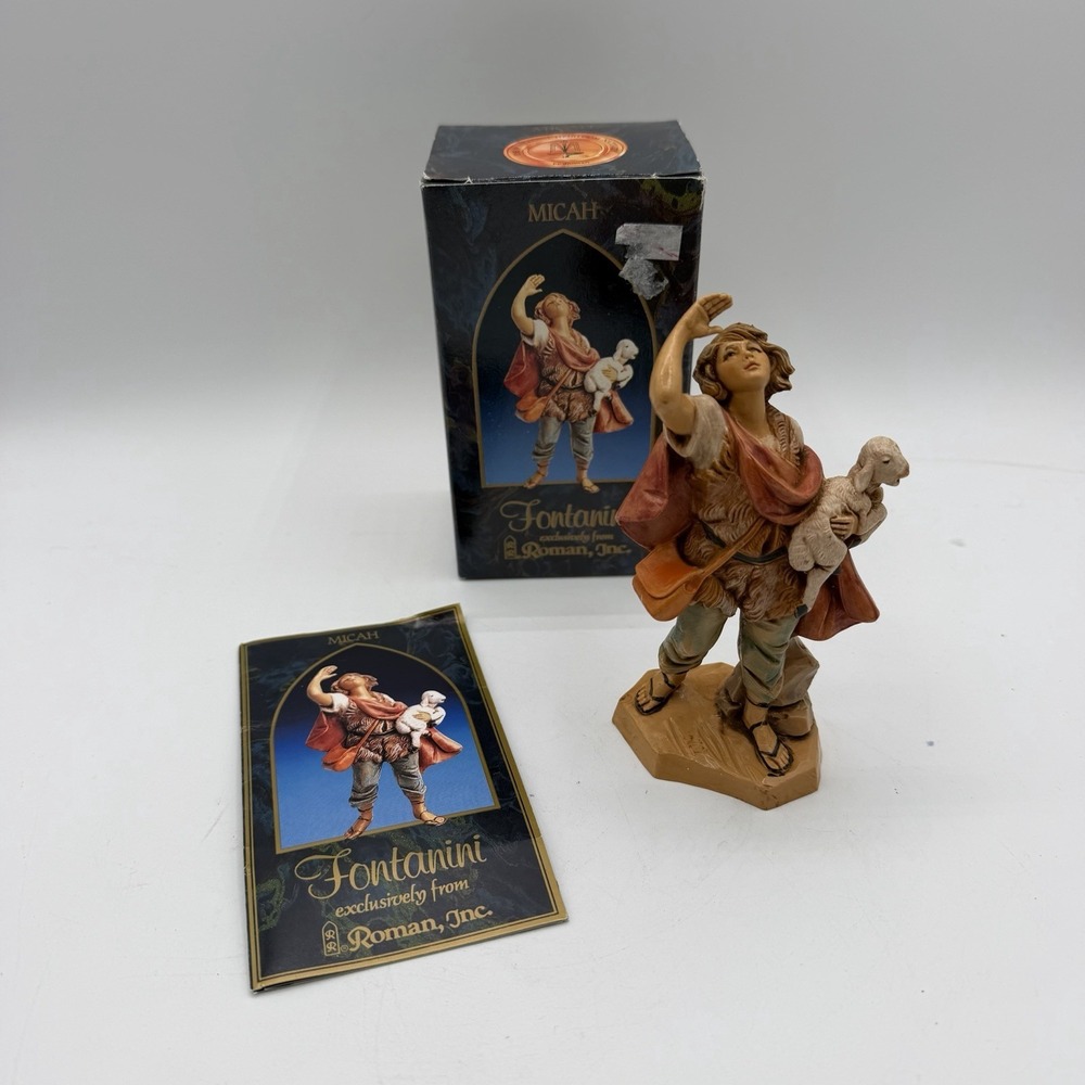 Vintage Fontanini Micah w/ Sheep Figurine Heirloom Nativity 5" Collection 1996